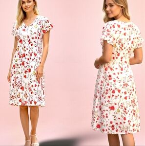 🌹Floral Cotton Blend Casual T-Shirt  Midi Dress by Noracora
